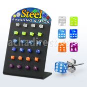 brdi4 soporte 12 pares piercings oreja acero inoxidable dado acrilico uv 4mm venta