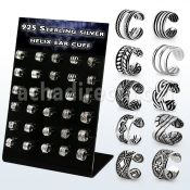 brehvcf display 30 piercing helix tipo ear cuff plata esterlina 925 disenos variados distribuidor