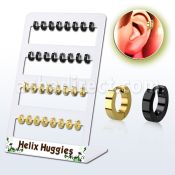 brer28 display 32 huggies helix acero quirurgico anodizado negro dorado diametro 7mm al por mayor