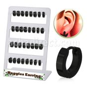 brer29 display 16 pares huggies acero quirurgico anodizado negro distribuidor