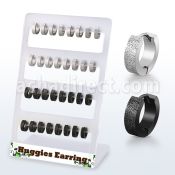 brer30 display 16 pares huggie acero inoxidable superficie efecto esmerilado acero negro al por mayor