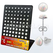 brevo1 display 36 pares piercings oreja plata esterlina opalo 3 5mm color blanco claro al por mayor