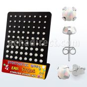 brevpo1 display 36 pares piercings oreja plata esterlina opalo 3 5mm color blanco claro distribuidor mayorista