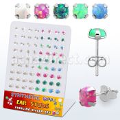 brevpo2 display 36 pares piercings oreja plata esterlina opalo 3 5mm distribuidor