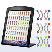 brgl3 display 60 bananas ceja acero quirurgico bolas conos acrilicos brillan oscurdad 3mm 8mm al por mayor