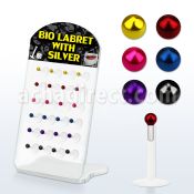 brlbi15 display expositor 24 labrets bio flexibles transparentes bola esterlina 2mm colores 8mm venta