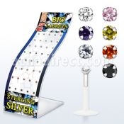 brlbi35 display 40 labrets bio flexibles transparentes zirconita redonda 2mm 8mm al por mayor