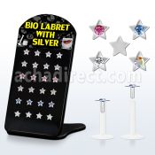 brlbi3 display 24 labrets bio flexibles transparentes zirconita cuadradas 2mm colores claros 8mm mayorista
