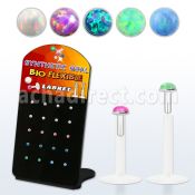 brlbi43 pequeno display 20 labrets bio flexibles transparentes plateada presion opalo 1 5mm al por mayor