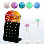 brlbi44 pequeno display 20 labrets bio flexibles transparentes plateada presion opalo 2mm distribuidor mayorista