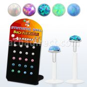 brlbi46 pequeno display 20 labrets bio flexibles transparentes plateada presion opalo 3mm al por mayor