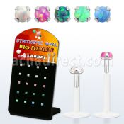 brlbi49 pequeno display 20 labrets bio flexibles transparentes plateada presion opalos sinteticos 2mm venta