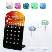 brlbi51 pequeno display 20 labrets bio flexibles transparentes plateada presion opalos sinteticos 3mm distribuidor mayorista