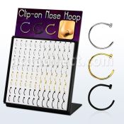 brmcln3 display 96 piercings nariz falsos clip acero 316l brillo espejo anodizado negro dorado diametro 8mm 10mm mayorista