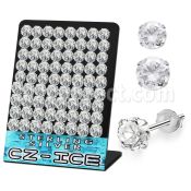 brmcz9 display 36 pares piercings oreja plata esterlina grandes zirconia redondas claras 9mm 10mm distribuidor mayorista