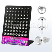 brmvfbc display acrilico 36 pares piercings oreja plata esterlina 925 cristal claro extra plano 2 5 6mm al por mayor