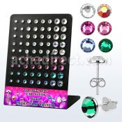 brmvfbm display acrilico 36 pares piercings oreja plata esterlina 925 cristal extra plano 2 5 6mm distribuidor mayorista