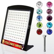 brnbsm2 display 120 piercing nariz hueso acero quirurgico 1mm cristal redondo 2mm venta