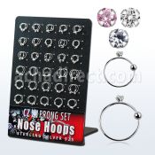 brnhm18 display 60 aros nariz plata 925 0 6mm bola cierre zirconia redonda 2mm 8mm 10mm al por mayor