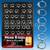 brnhm3 display 30 aros nariz plata esterlina 0 6mm bola fija alambre balines 10mm al por mayor