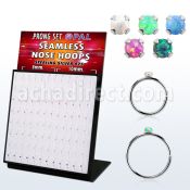 brnhmx37 display 96 aro continuo nariz plata 925 0 6mm opalos sinteticos redondos 1 5mm 516 & 38 8mm & 10mm mayorista