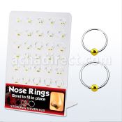 brnhp5 display 60 aros nariz plata esterlina bola 0 6mm 8mm 12mm al por mayor