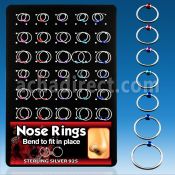 brnhp7 display 60 aros nariz plata esterlina 0 6mm bola color 8mm 12mm mayorista