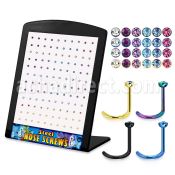 brnstc display 120 piercing nariz l acero quirurgico anodizado cristal redondo 2mm distribuidor mayorista