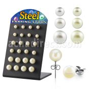 brper2 display 12 pares piercings oreja acero inoxidable bolas perla 5mm 8mm mayorista
