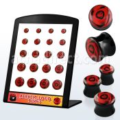 brpg104 display 20 dilatadores plug doble flare acrIlico negro logo rosa roja 6mm 14mm distribuidor
