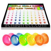 brpg154 caja display 70 dilataciones tunel doble flare acrilicas semi transparentes 3mm 12mm mayorista