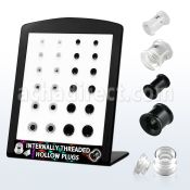 brpg78 display 24 dilataciones tunel acrilicas doble flare tornillo interno 3mm 10mm distribuidor