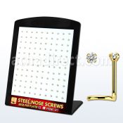 brs127 display unidades piercing nariz acero chapado pvd dorado cz redonda color claro