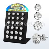 brsf display 12 pares piercings oreja plata esterlina zirconia redondas cortada cuadros 6mm 8mm distribuidor