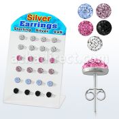 brsfd6 display 12 pares piercings oreja plata esterlina cristal redondos ferido 6mm mayorista