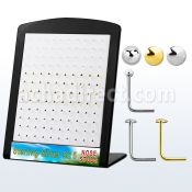 brsmx1 display expositor 120 piercing nariz l plata esterlina 925 0 6mm las bola 1 5mm disco plano 2mm disco oro 18 kts 2mm mayorista