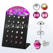 brsvfbm display acrilico 12 pares piercings oreja plata esterlina 925 cristal extra plano 2 5 4mm distribuidor