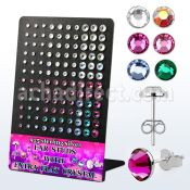 brvfbm display acrilico 60 pares piercings oreja plata esterlina 925 cristal extra plano 2 5 6mm al por mayor