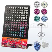 brvfrm display acrilico 60 pares piercings oreja plata 925 cristal ferido 2 5 6mm al por mayor