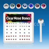 bxa19 caja piercing nariz hueso acrilico transparente bola 2mm cristal redondo distribuidor mayorista