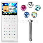 bxb103 display 40 piercing nariz hueso acero quirurgico 1mm cristal redondo 2mm distribuidor