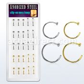 bxcln8 caja 25 piercings nariz falsos clip acero 316l brillo espejo anodizado dorado al por mayor