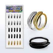 bxechf1 caja 25 piercing helix tipo ear cuffs acero 316l liso negro oro pluma diameter 38 10mm distribuidor mayorista