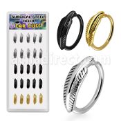 bxechf1 caja 25 piercing helix tipo ear cuffs acero 316l liso negro oro pluma diameter 38 10mm distribuidor mayorista