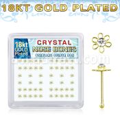 bxfl2cg 18k gold plated silver nose bones clear flower