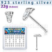 bxftc caja display piercing nariz hueso plata 0 6mm huella pie cristal centro al por mayor