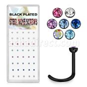 bxns5 caja 40 piercing nariz l acero quirurgico anodizado negro cristal redondo 2mm distribuidor mayorista