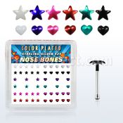 bxphs caja display piercing nariz hueso plata 0 6mm corazon estrella colores mayorista
