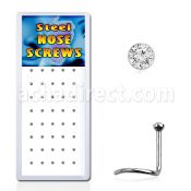 bxs102 caja 40 piercing nariz l acero quirurgico cristal redondo 2mm mayorista