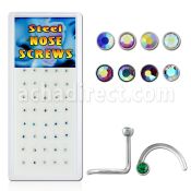 bxs107 caja 40 piercing nariz l acero quirurgico 1mm redonda cristal bisel 2mm recubrimiento ab mayorista
